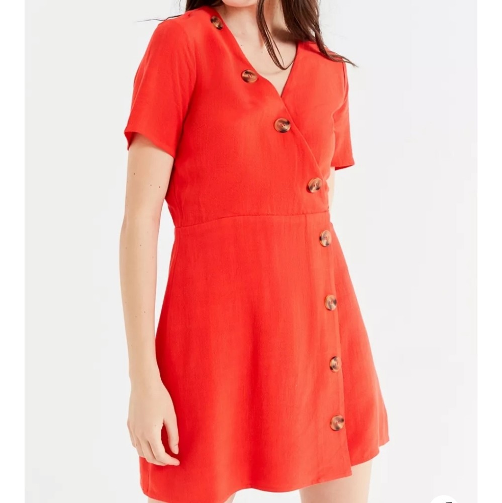 Moon River UO Asymmetrical Button-Down Mini Dress